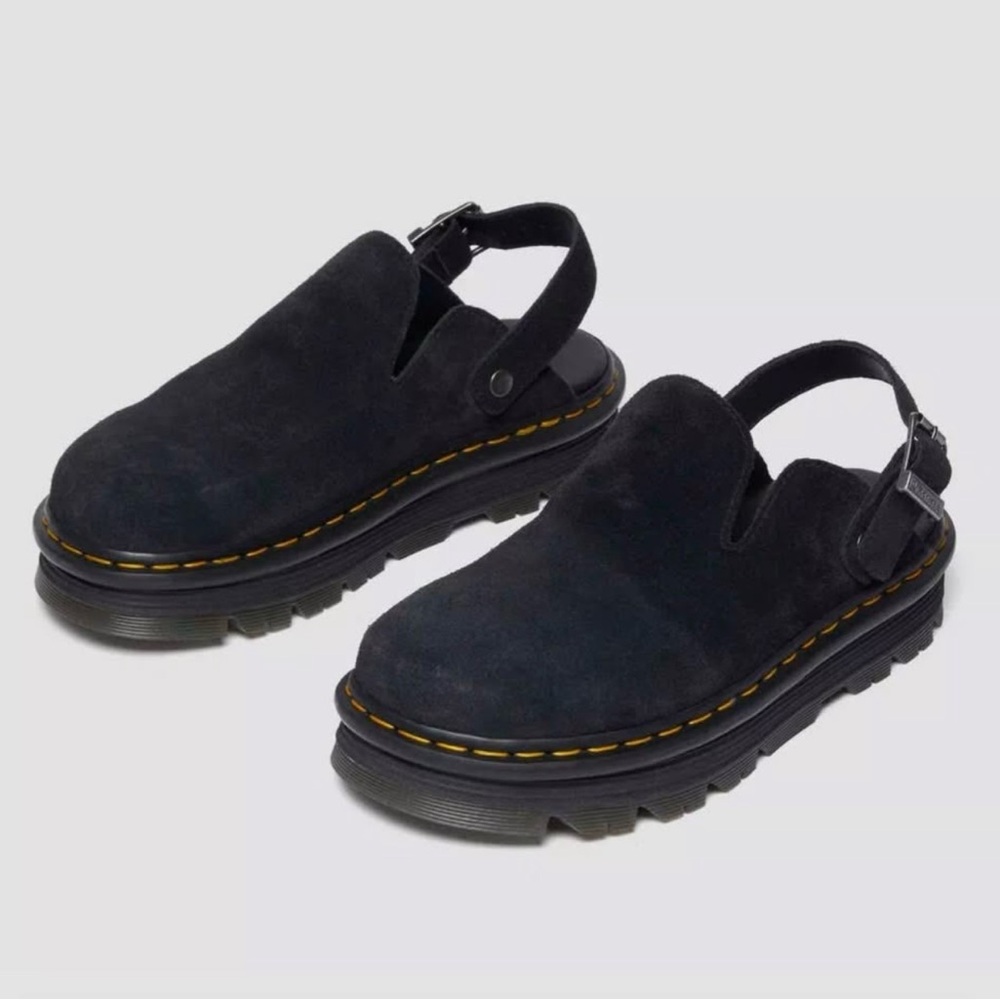 Dr. Martens Black Mules with Yellow Stitching - Picture 2 of 7
